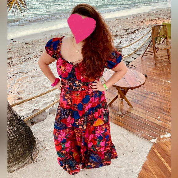 XL (16) FARM Rio Floral Maxi Dress, Mixed Wild Life Lenzing Ecovero Viscose NWOT - Picture 6 of 8